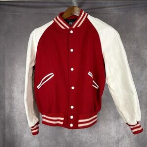 Butwin Varsity Jacket Wool Leather Sleeves Vintage 80s 90s Size 44 Red White‎
